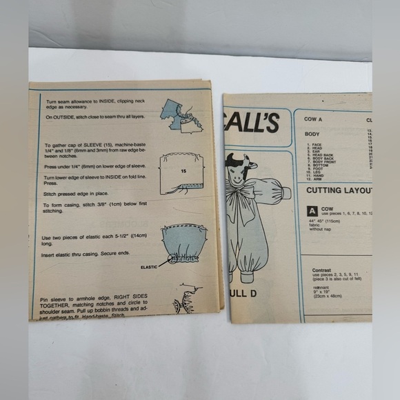 Vintage McCall’s Crafts Country Cows Pattern 621 UNUSED UNCUT - Picture 5 of 5